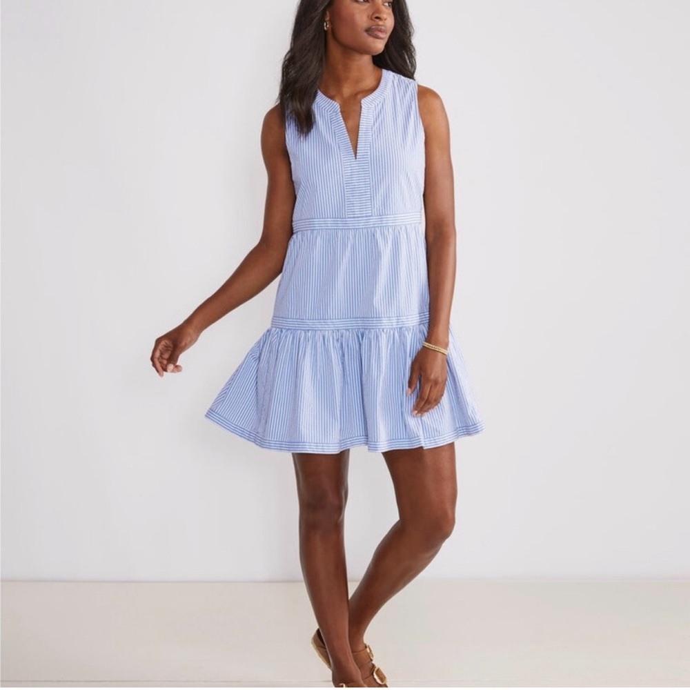 Vineyard Vines Harbor Seersucker Tiered Dress XS